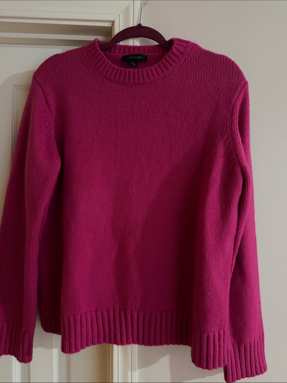 Ann Taylor Bright Fuchsia Crewneck Sweater